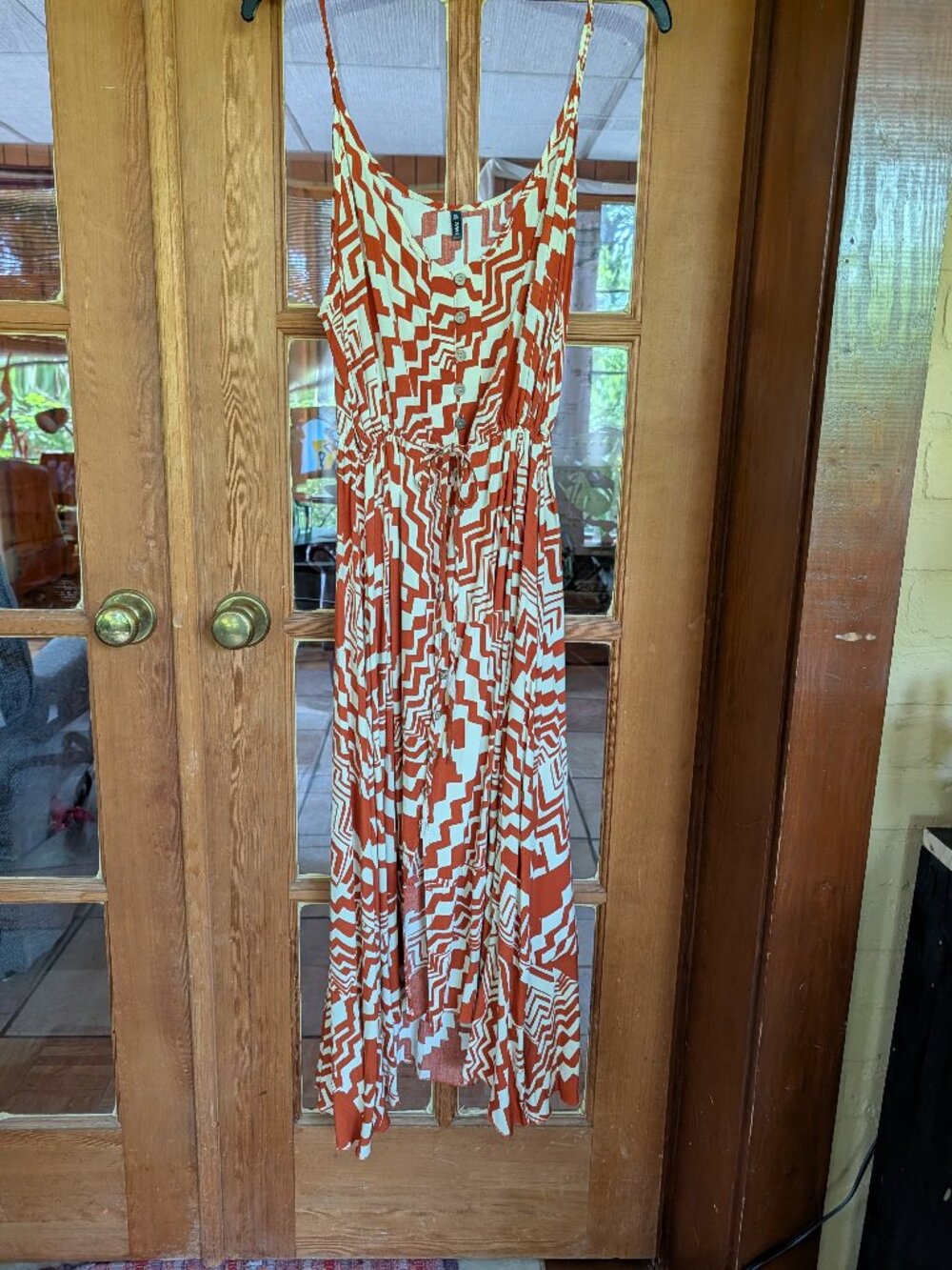 Brovave Geometric Orange and Cream Sundress